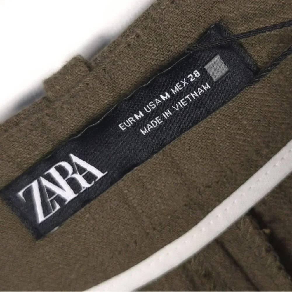 NWOT ZARA LINEN Blend Wide Leg Knit‎ Pants Trousers Crop 2753/220/505 MEDIUM